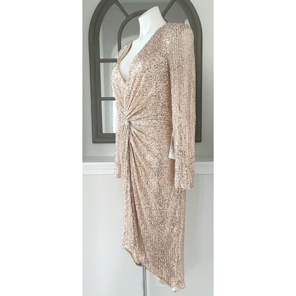 Mac Duggal IEENA Sequined High Low Dress, Rose Gold, NWT, Size 12 - Picture 10 of 16